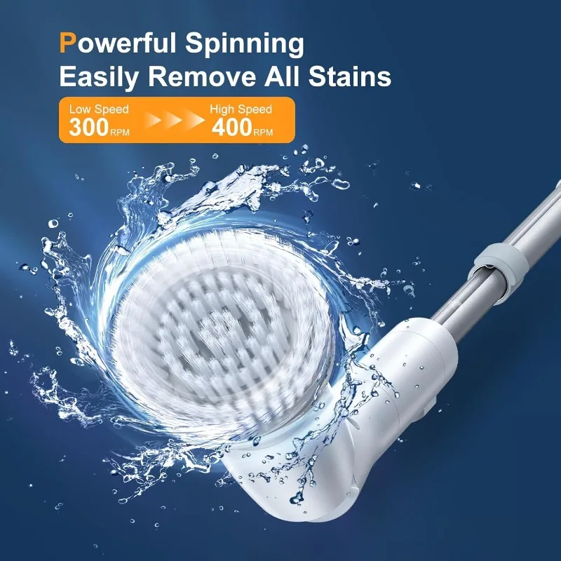 LABIGO Electric Spin Scrubber LA2 Pro, Shower Power Cleaning Brush with Display and 4 Replaceable Heads,2 Adjustable speeds