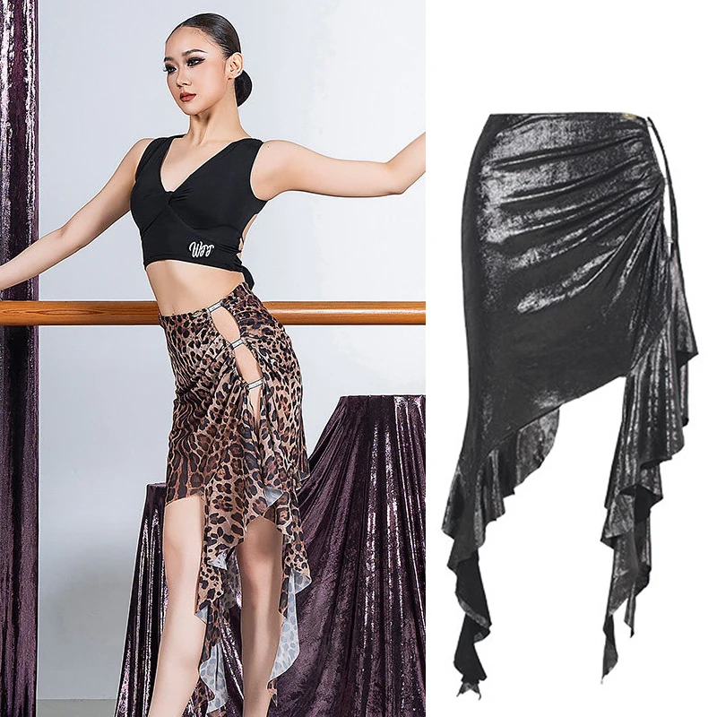 

New Chacha Salsa Latin Dancing Skirts Women Rumba Samba Latin Dance Ruffled Skirts Adults Competition Dance Costumes SL15528