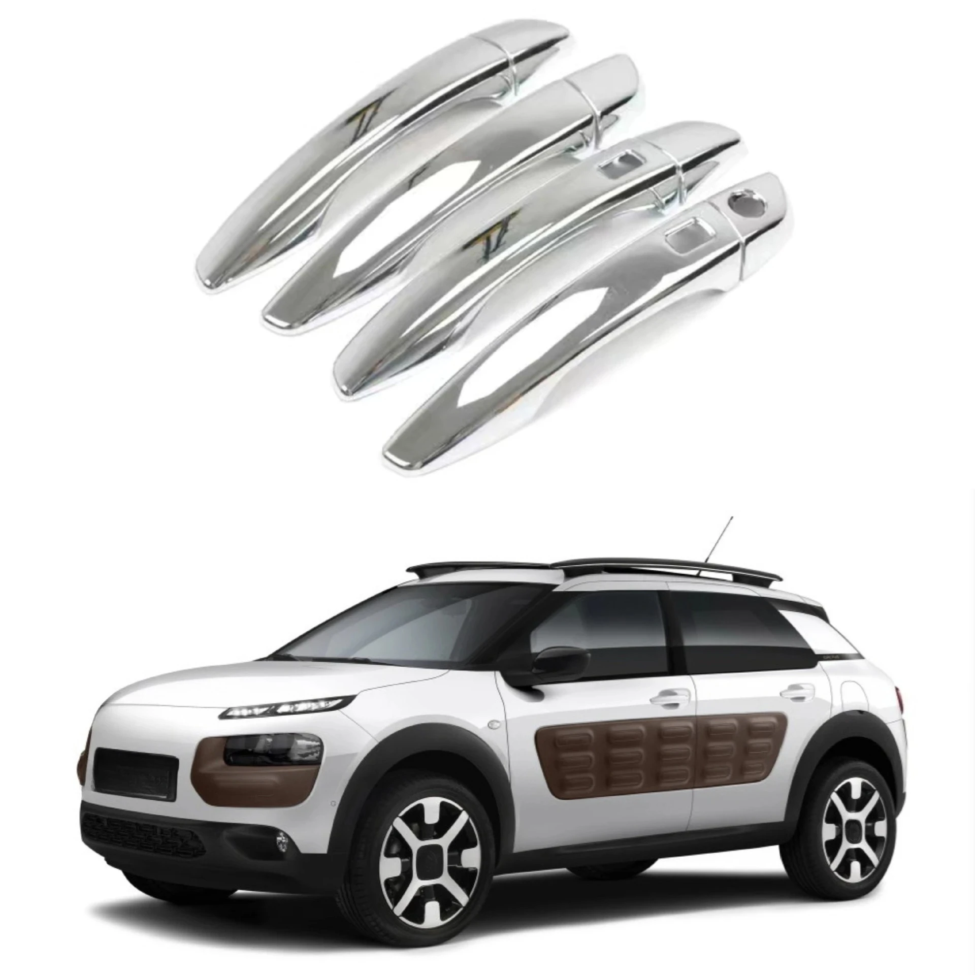 Suitable for 14-23 models Peugeot Citroen C4 Cactus handle bright black door handle sticker armrest decoration
