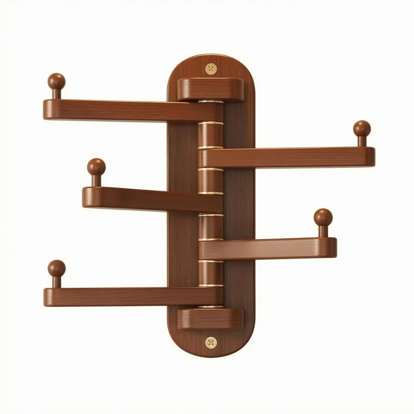 Wall Mounted Coat Rack Solid Rubberwood Rotating Wall Hanger with Rounded Knobs for Entryway Jackets Hats Bags Organizer