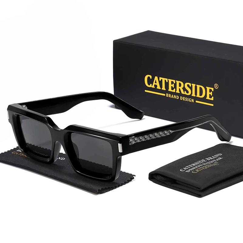 CATERSIDE Neue Retro Herren-Sonnenbrille Hochwertige Quadratische Sonnenbrille mit Dickem Rahmen Damen Outdoor-Reise-Fahrbrille UV400 – Detail 3