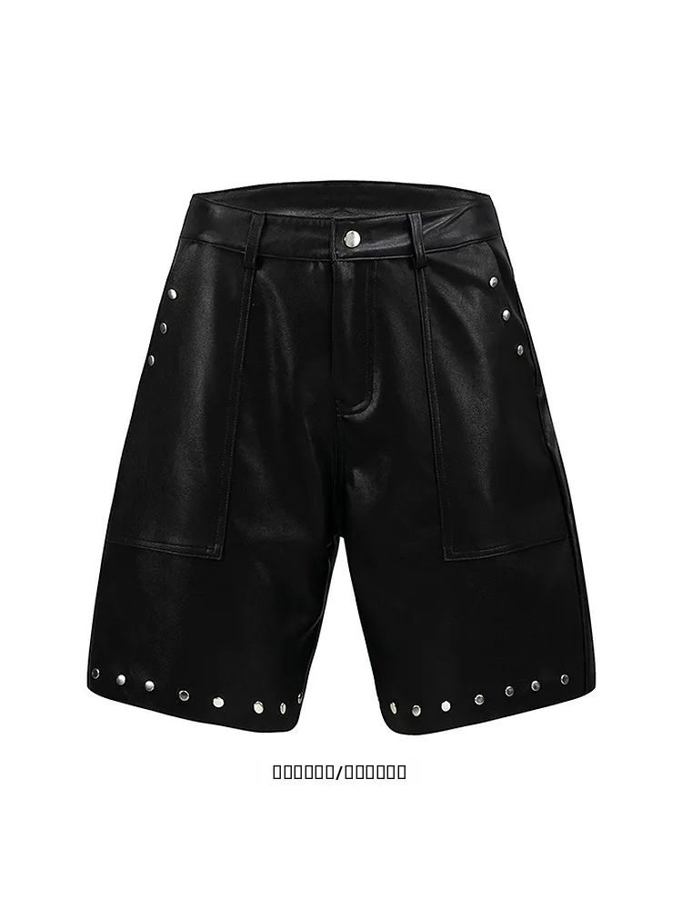 

Спортивные брюки унисекс из искусственной кожи оверсайз, длиной до колена, для летнего отдыха