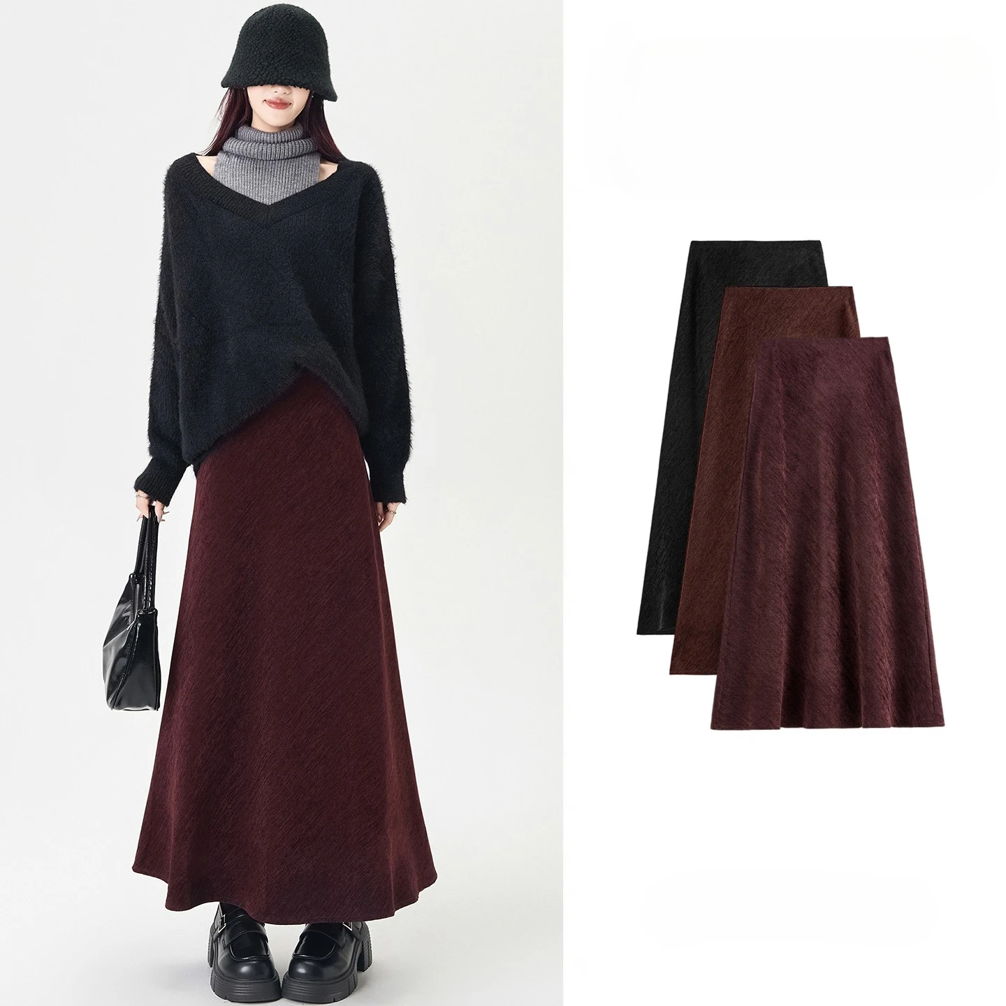 

Autumn Winter Vintage High Waist Corduroy Women's Mermaid Long Skirts 2025 New Koean Solid Casual Loose Fishtail Skirts Female