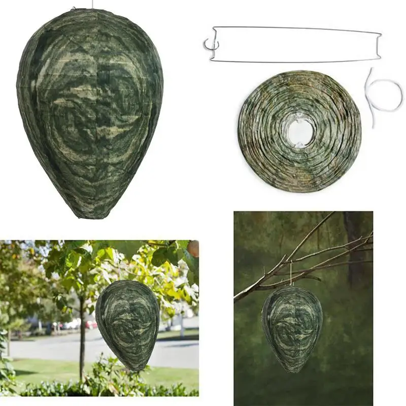 Waterproof Hanging Wasp Nest Decoy Wasp Nest Bee Swirl Cloth Paper Hornet Deterrents Non-Toxic Fake Nest Bee For Home & Garden