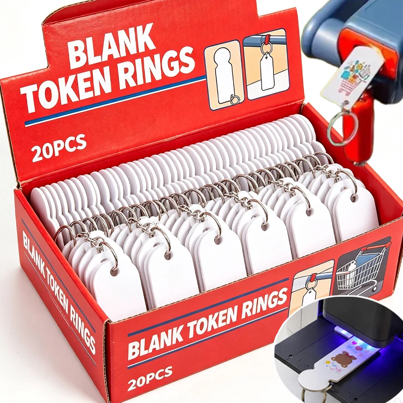 Creative Stainless Steel Shopping Cart Tokens Keychain Blank DIY Heat Transfer Printing Trolley Token Multipurpose Shopping Tool