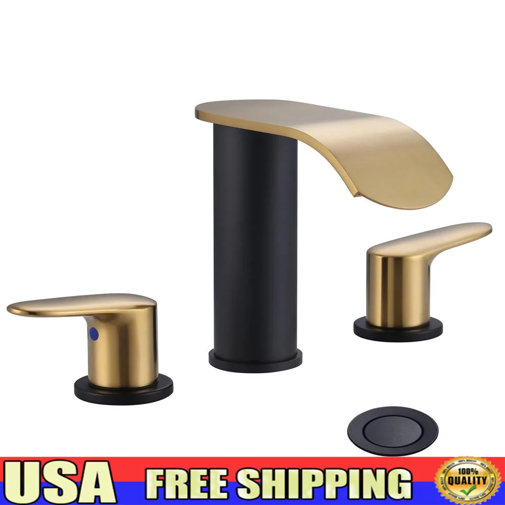 Wasserfall-Badezimmer-Wasserhahn, Toilette, Waschtisch, Waschbecken, Pop-up, 3 Löcher, 20,3 cm, weit verbreitete Wasserhahngriffe, elegantes Design, fortschrittliche Technologie