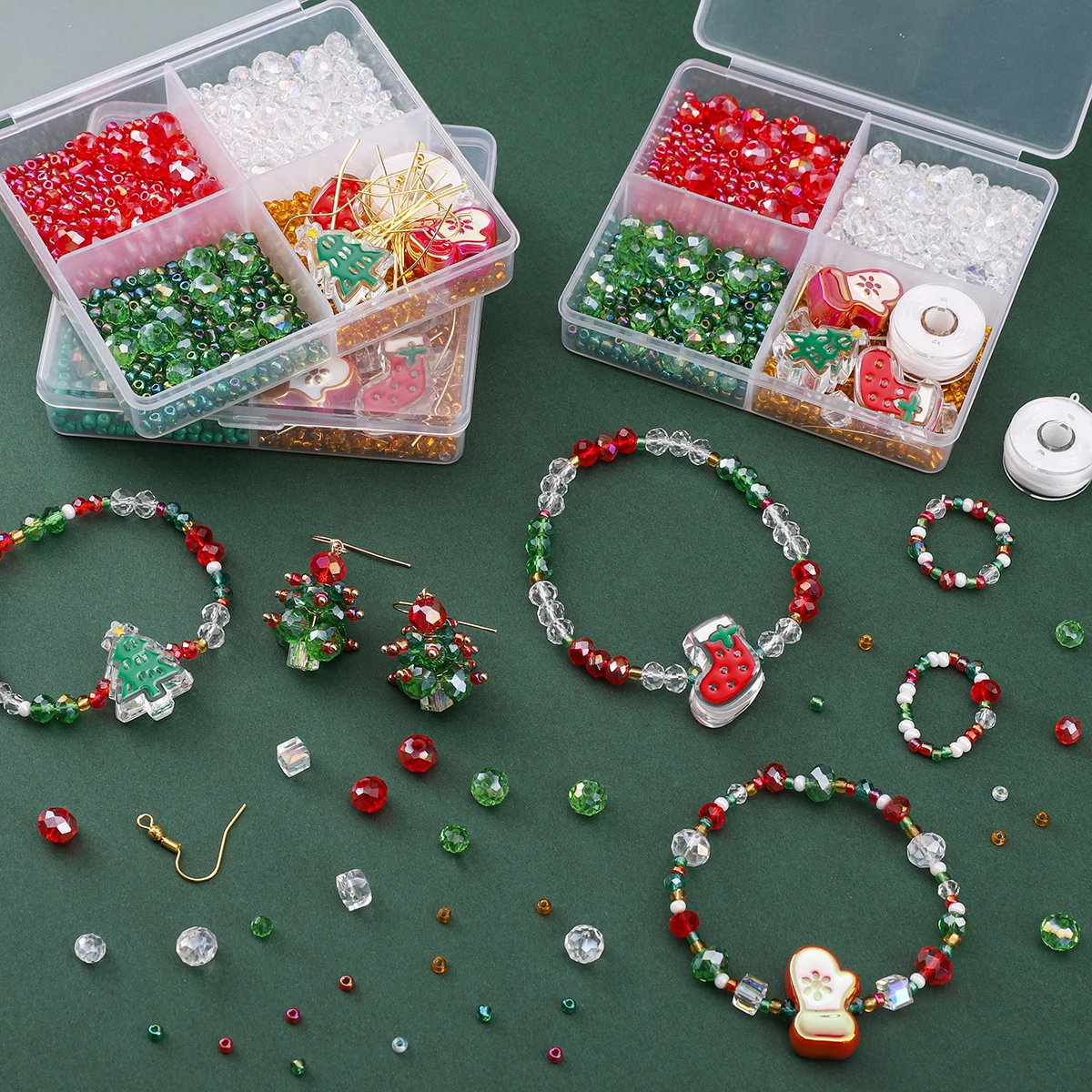 Christmas Series Of Soft Ceramic Beads Letter Beads Crystal Beads Kits Handmade DIY Bracelets Necklaces Holiday Accessories - view 2