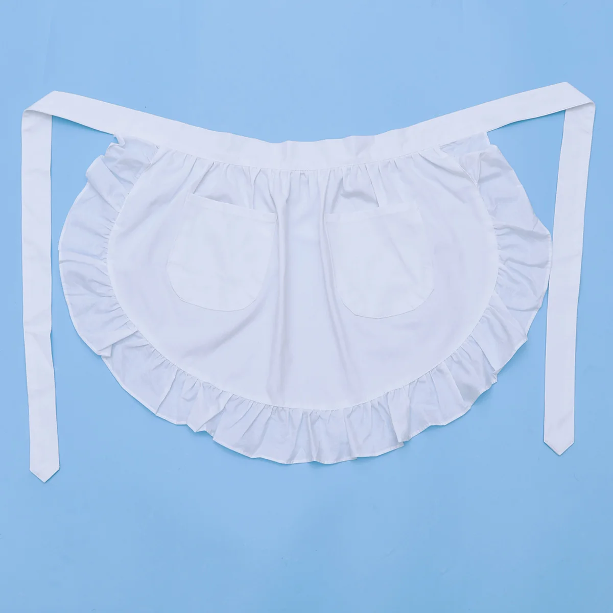 

Half Apron Pure White European Style Adjustable Waist Tie Women Maid Waitress Hotel Cafe Restaurant Cake Shop Bakery Cotton