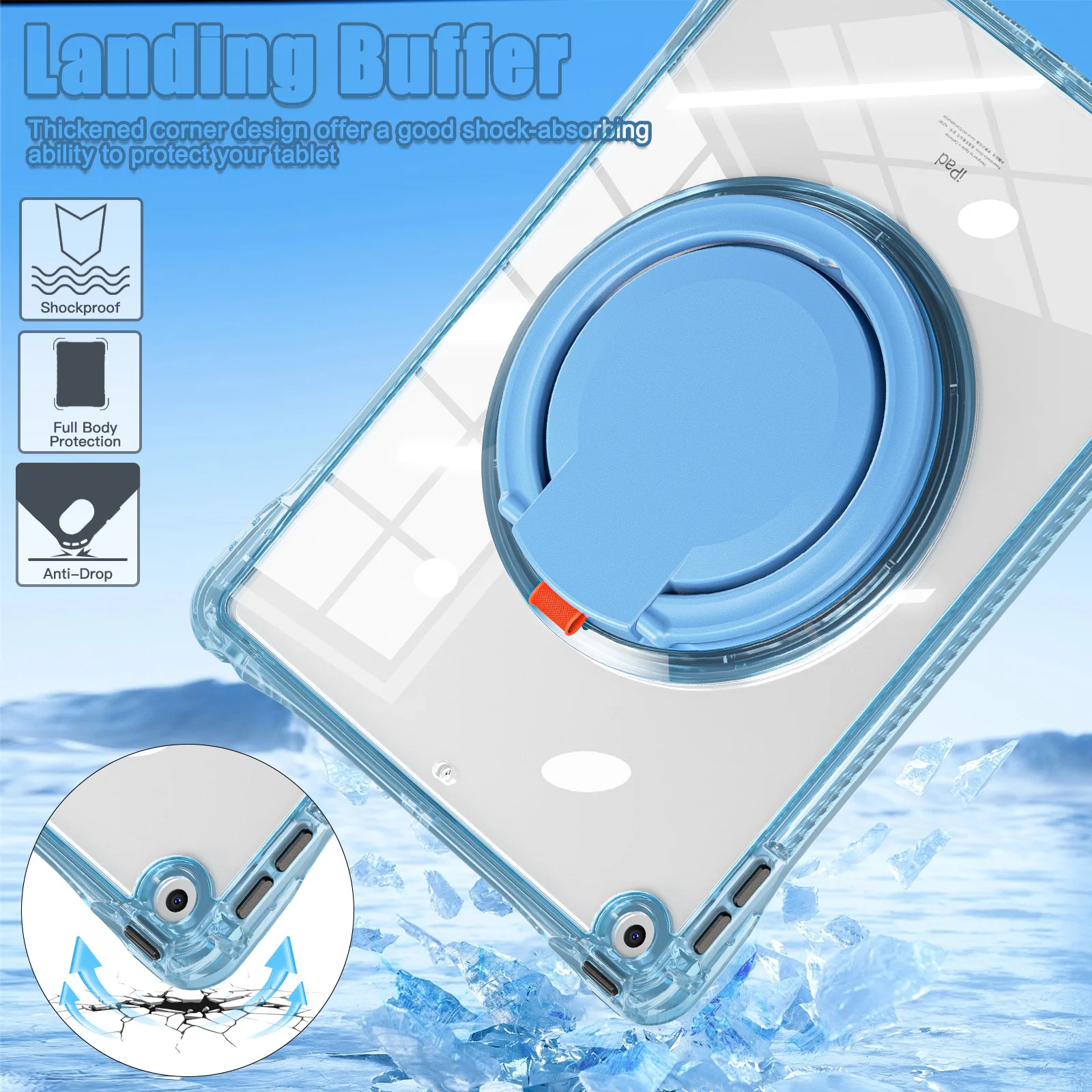 Für Apple iPad 10,2 Fall HD Acryl Material All-Inclusive Drop proof Soft Shell, Grad Drehst änder