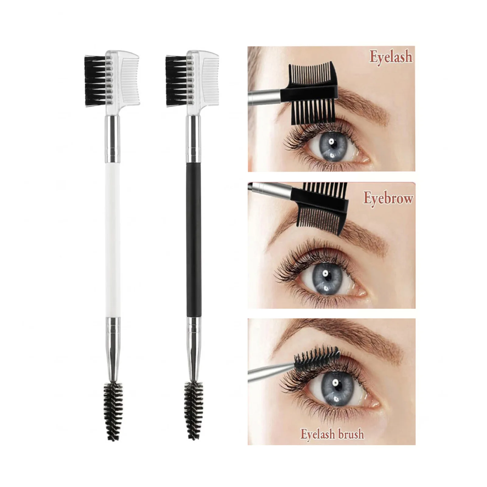 Dual-Ended Makeup Brush Wholesale Ready-Stock with Spiral Lash Curler And Lash Comb for Viral Hits by Source Factory