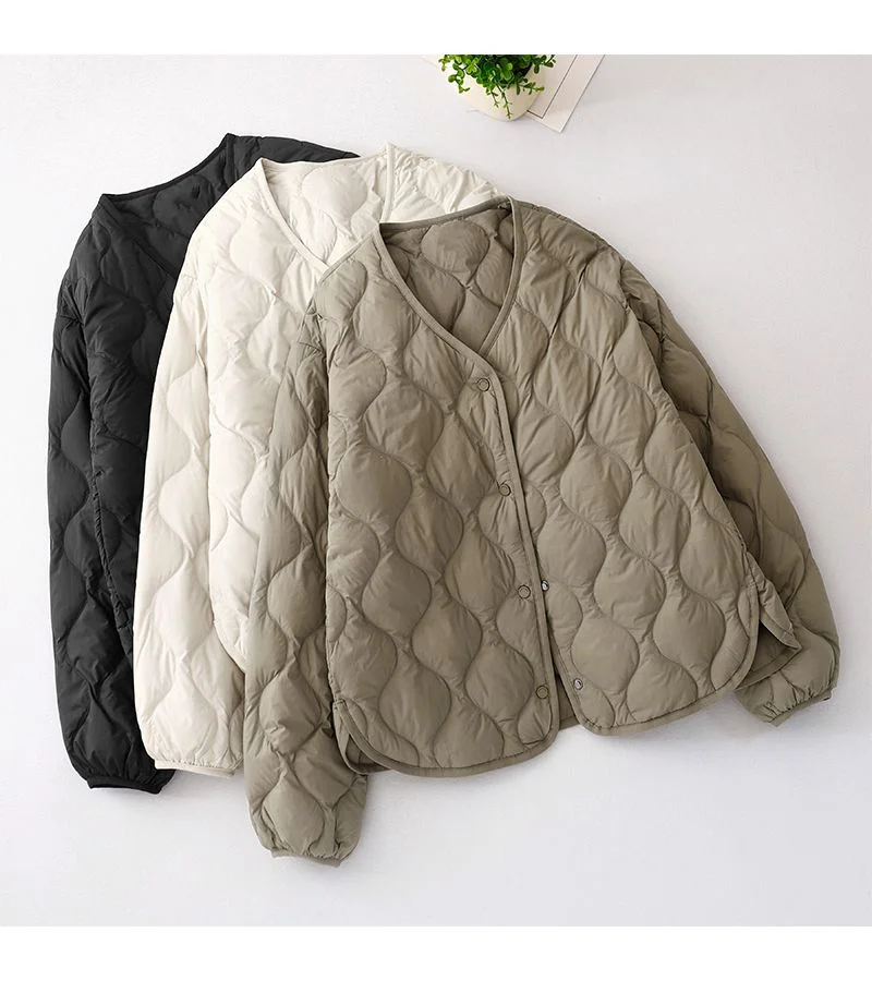 여성 겨울 재킷 여성용 재킷 가을 겨울 패딩 재킷 여성용 숏 조커 브이넥 스택드 라이트 코튼 패딩 코트