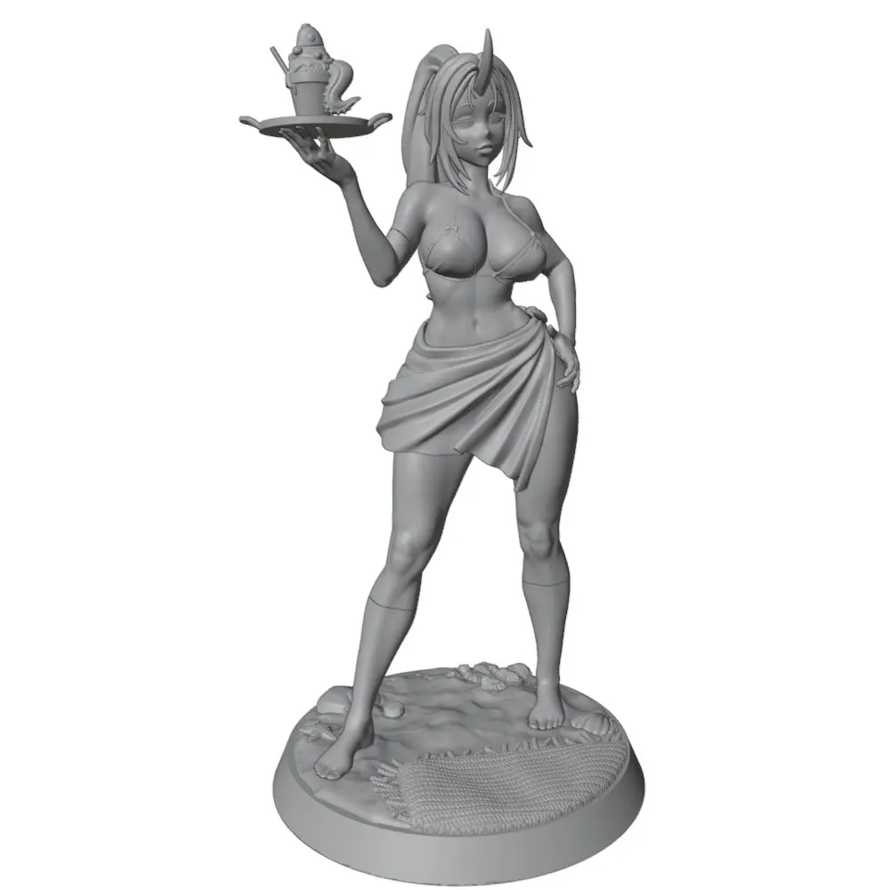 1/24 Resin Model Kit Gk Miniature Mini 3D Printed Gray Model Figure DIY Doll Model Collection Unassembled Unpainted Beach Sexy Girl
