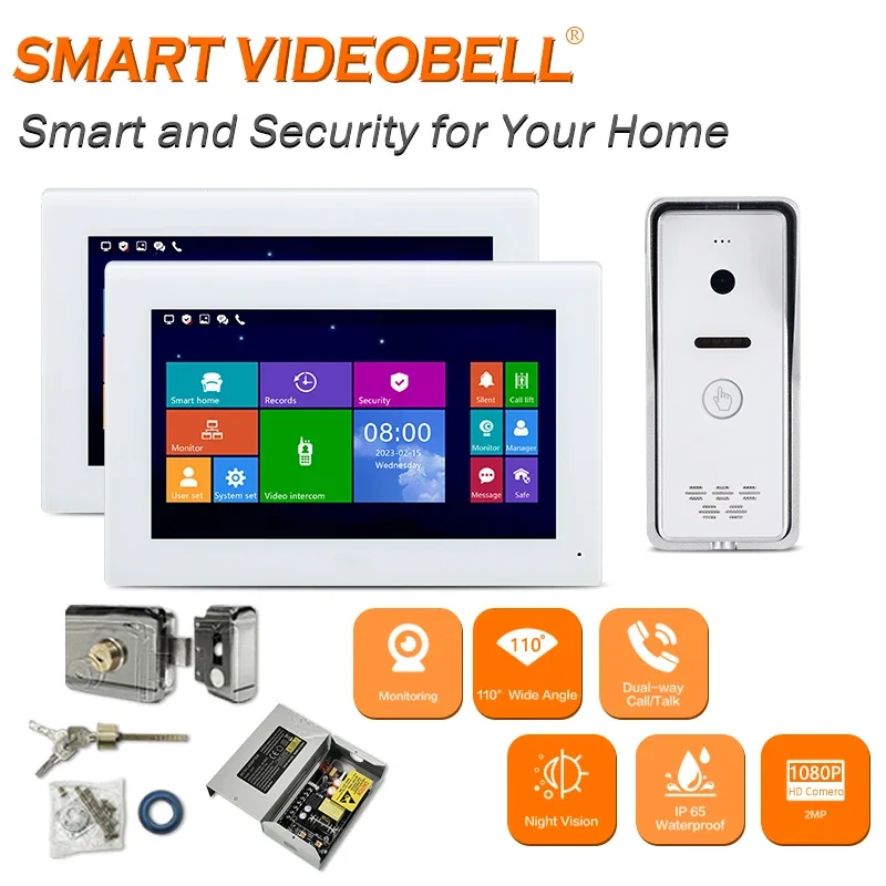 Low Price Video Door Phone System Waterproof 7 Inch Multi Apartment Intercom Smart Wifi Video Doorbell Wireless 100 Meter