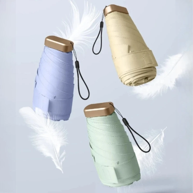 Mini Sun Umbrella Small Pocket Rain Umbrella Vinyl Folding UV Ultraviolet Protection Sun Shade Pocket Dual Use Umbrella