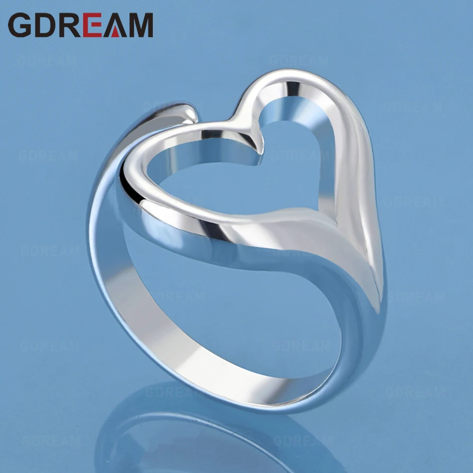 

GDREAM 925 Sterling Silver Openwork Heart Ring - Exquisite And Cute Wedding Party Jewelry For Women