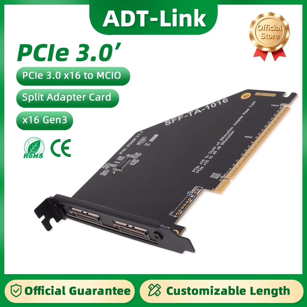 

ADT-Link R39M PCIE 3.0 x16 to MCIO Adapter Card Supports One to Two External Chassis SFF-TA-1016 PCIE X16 to X8 X8 Bifurcation
