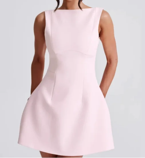 

Elegant Women's Sleeveless Mini Dresses Fashion Temperament Simple A-line Short Dress Sweet And Fresh Vestidos Summer New Female