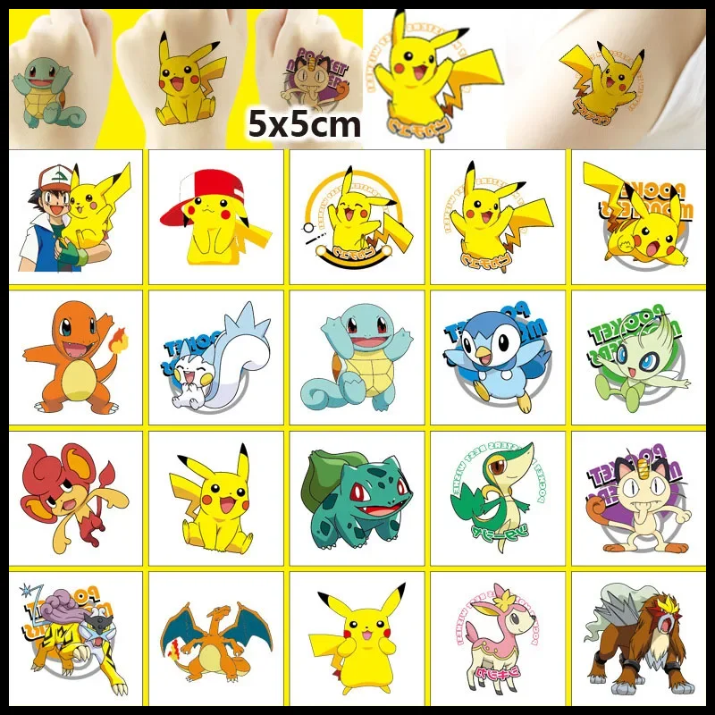 pokemon-dos-desenhos-animados-tatuagem-adesivos-pikachu-charmander-squirtle-anime-personagem-rosto-decoracao-adesivos-descartaveis-presente-das-criancas