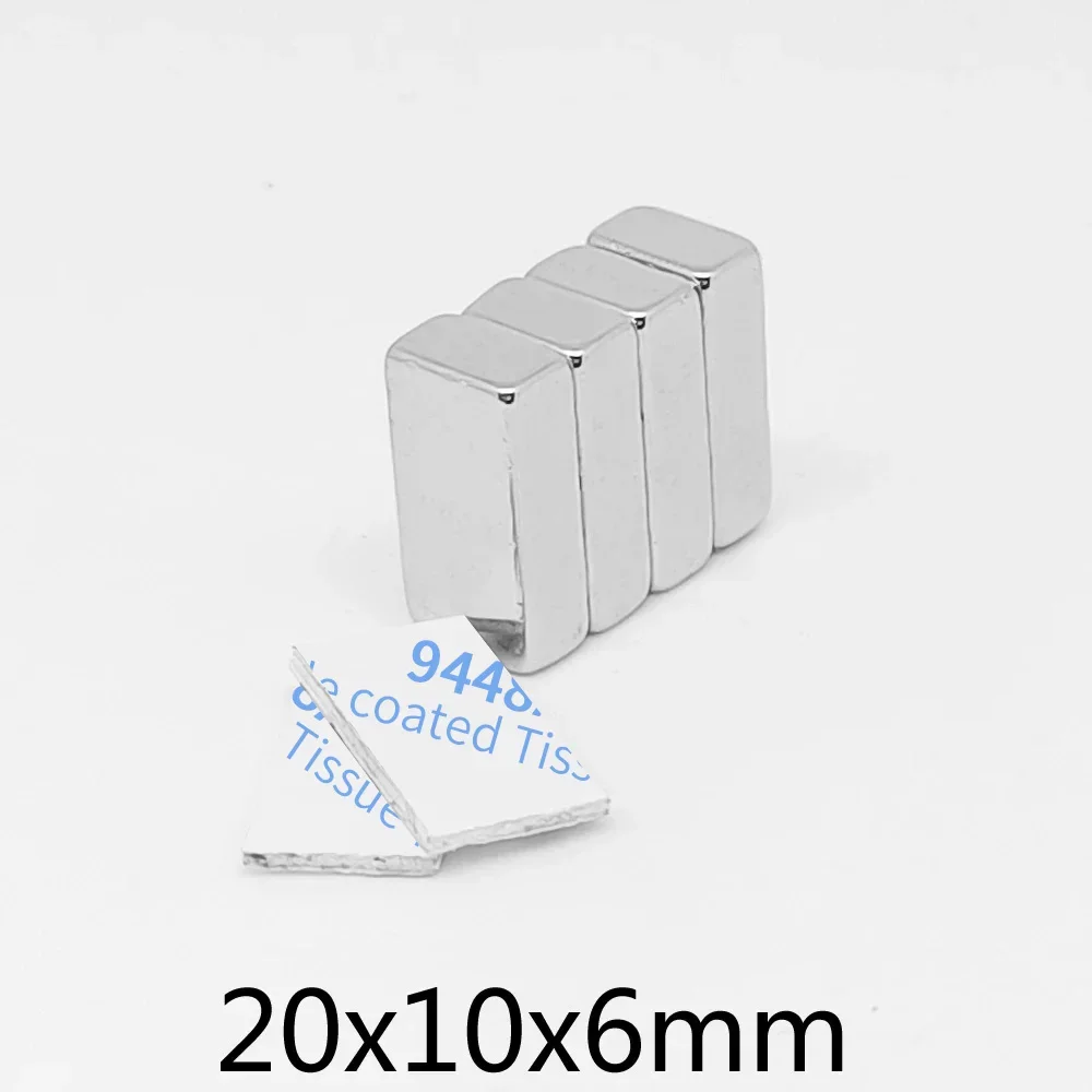 20x10x6 Quadrate Rare Earth Neodymium Magnet With 3M Self - Adhesive 20x10x6mm Strong Powerful Magnet 20*10*6