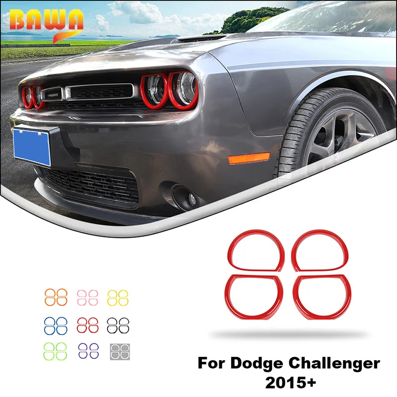 BAWA ABS Headlight Lamp Decoration Cover Ring for Dodge Challenger  2009 2010 2011 2012 2013 2014 Exterior Accessories