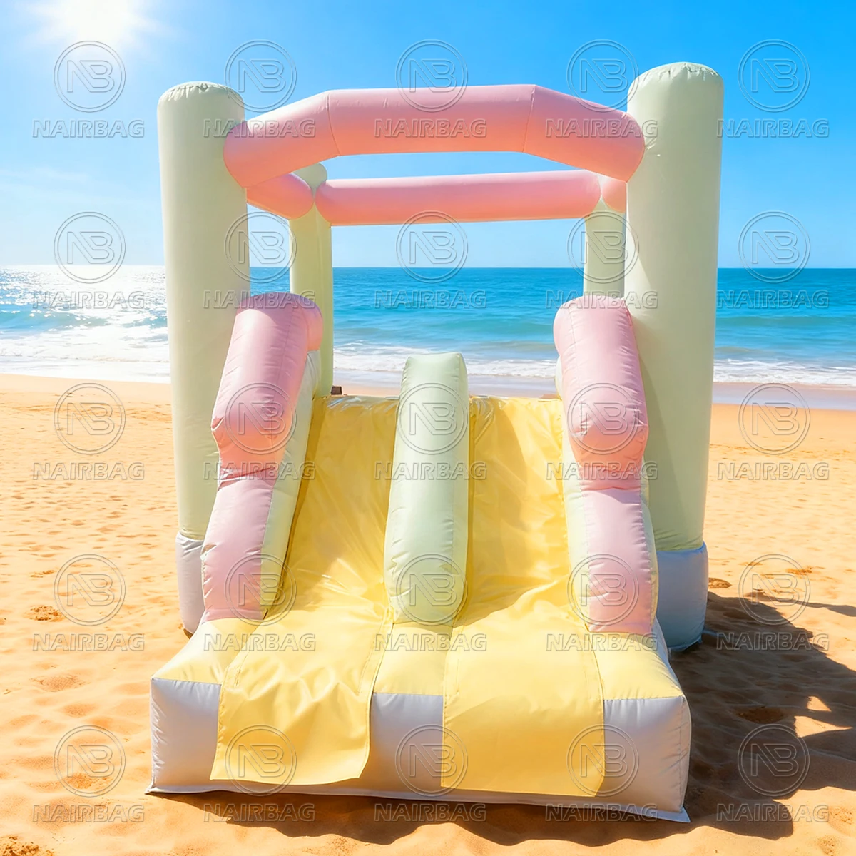 حفلات الأطفال البلوز الحارس نفخ ترتد البيت الوردي الأميرة ملعب في الهواء الطلق 3.5 م × 2.5 م قلعة معكرون نطاطة صغيرة #6