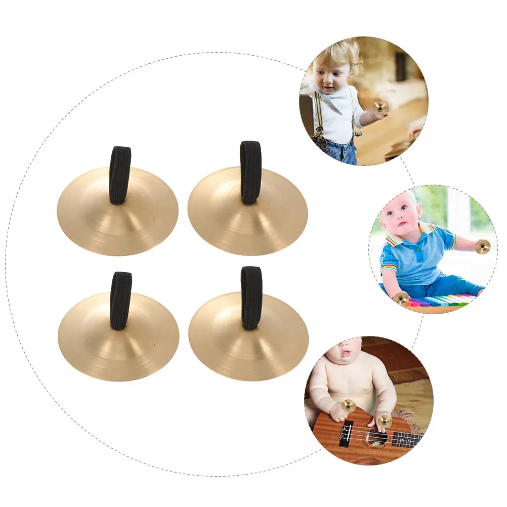 

2 Pcs Children's Percussion Instrument Bronze Cymbal Finger Cymbals Dance Musical Copper Toy for Kids