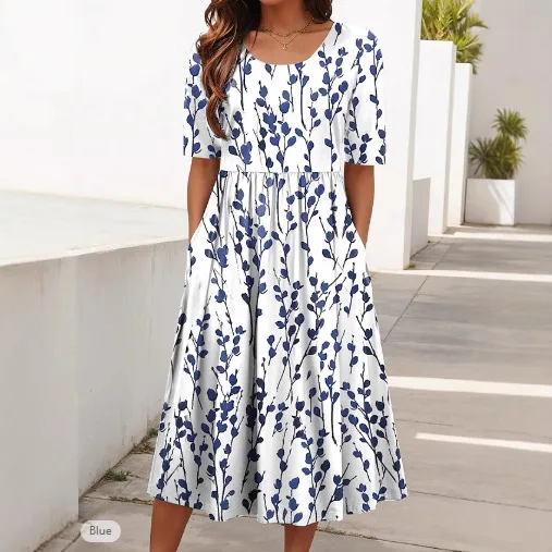 Nouvelles robes de soirée Ropa Para Mujer printemps été plage vacances robe femmes imprimé grand ourlet nouvelle ligne a robe de Style de banlieue