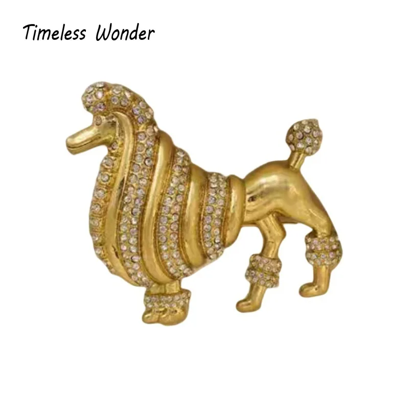 Timeless Wonder Gorgeous Zirconia Poodle Brooch Pins for Women Designer Jewelry Bride Gown Runway Luxury Brand Gift Rare 5388