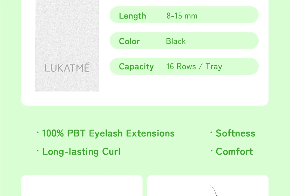 LUKATME Klassische Wimpernverlängerung D-Curl 8-15mm Mix Schwarz Premium Weiche Einzelwimpern Natürliche Faux-Nerz Klassische Wimpern – Detail 3