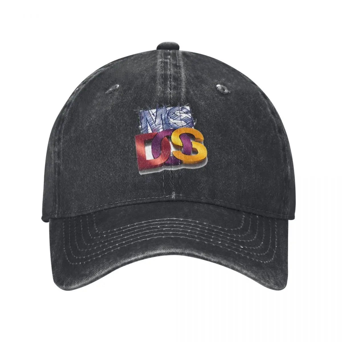 

MS-DOS (WHITE ONLY) Baseball Caps Vintage Denim Washed Headwear Unisex Style Outdoor Running Hats