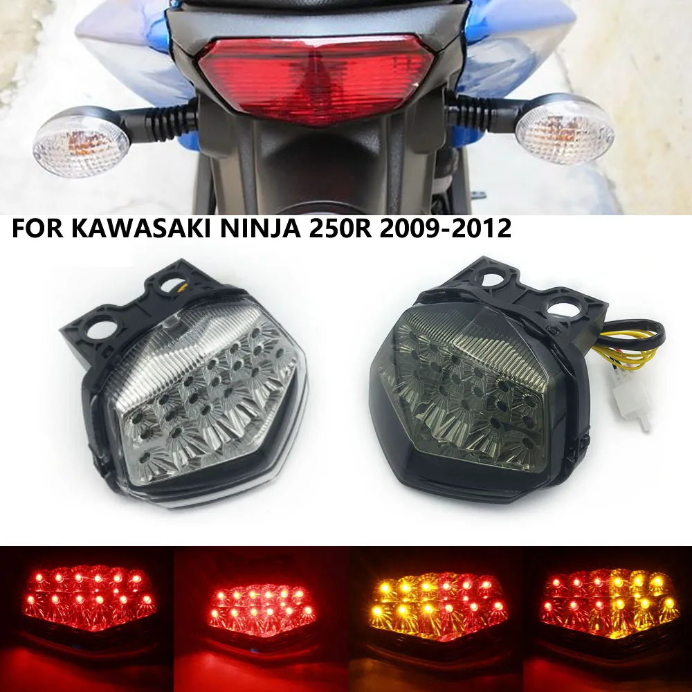 Motorcycle Rear LED Motorcycle Turn Signal Tail Stop Light Lamps Integrated for Kawasaki Ninja 250 250R 2008-2012