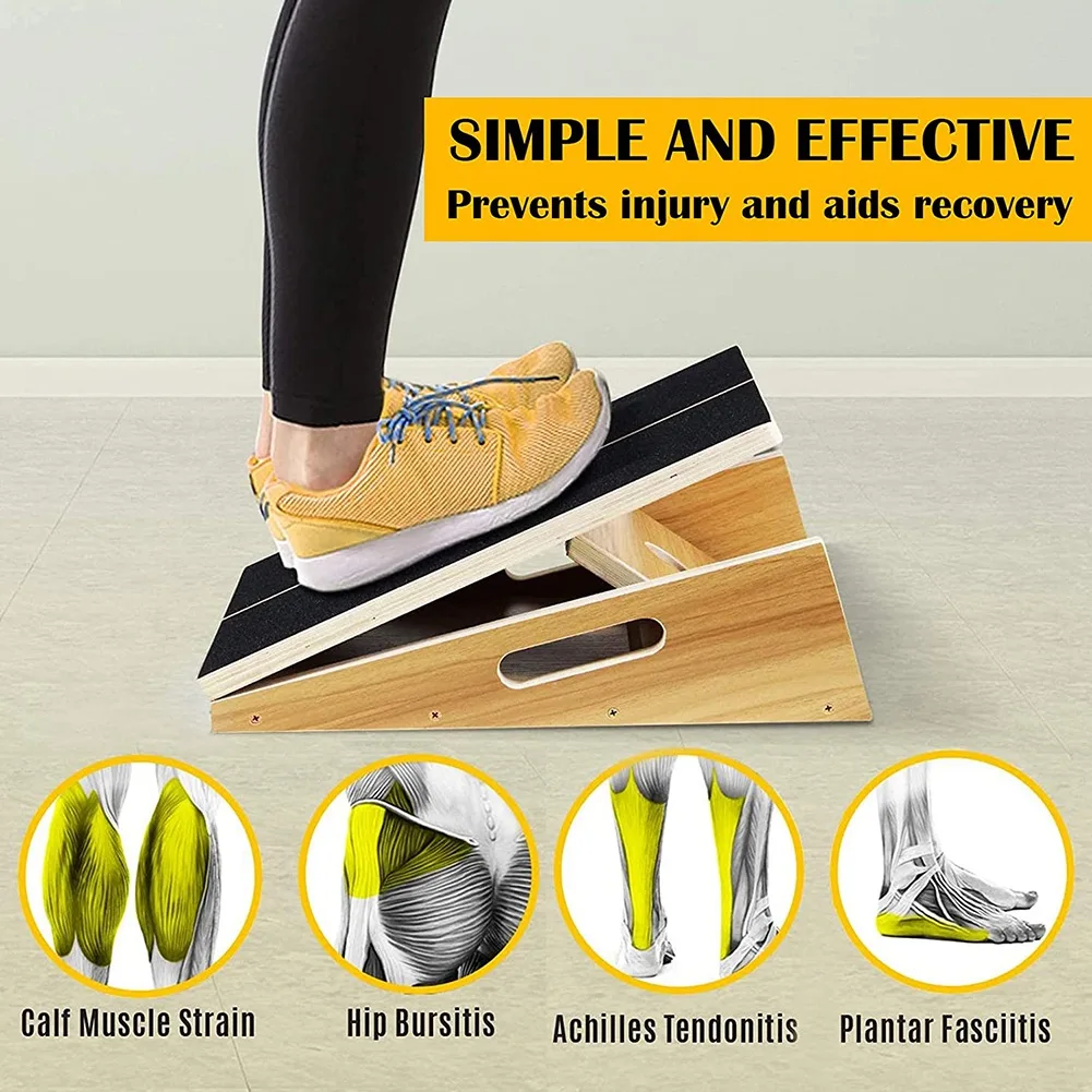【STOCK】Wooden Slant Board Adjustable Incline Board and Calf Stretcher Slant Board with Non-Slip Stretch Board