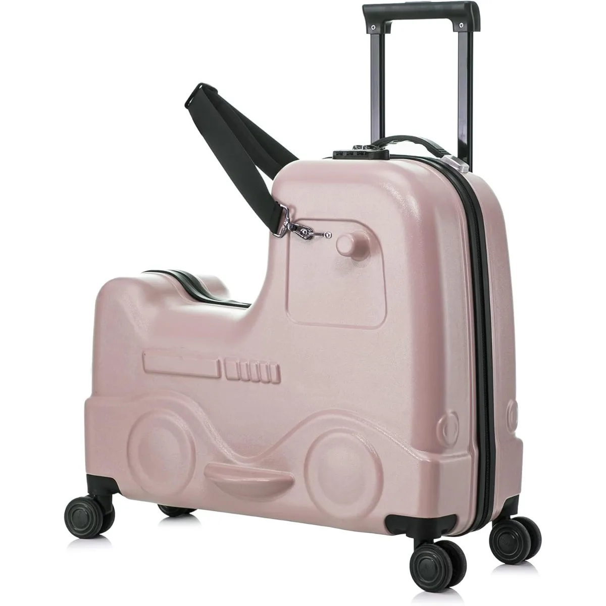 24 inch Children's Ride On Luggage with Safety Belt Waterproof Luggage Spinner wheels with Luggage Cover (24 inch Pink)