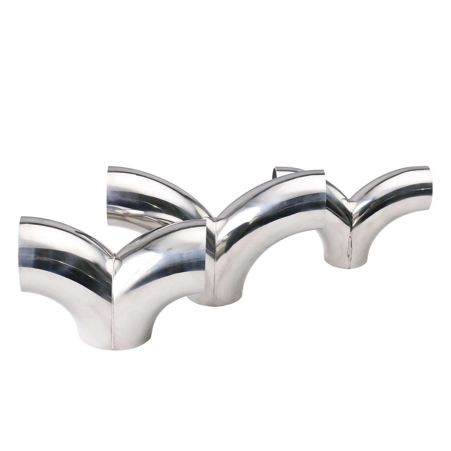 

304 stainless steel Exhaust Pipe Fittings Herringbone universal welding Y type Connection Tube 51mm 63mm 76mm