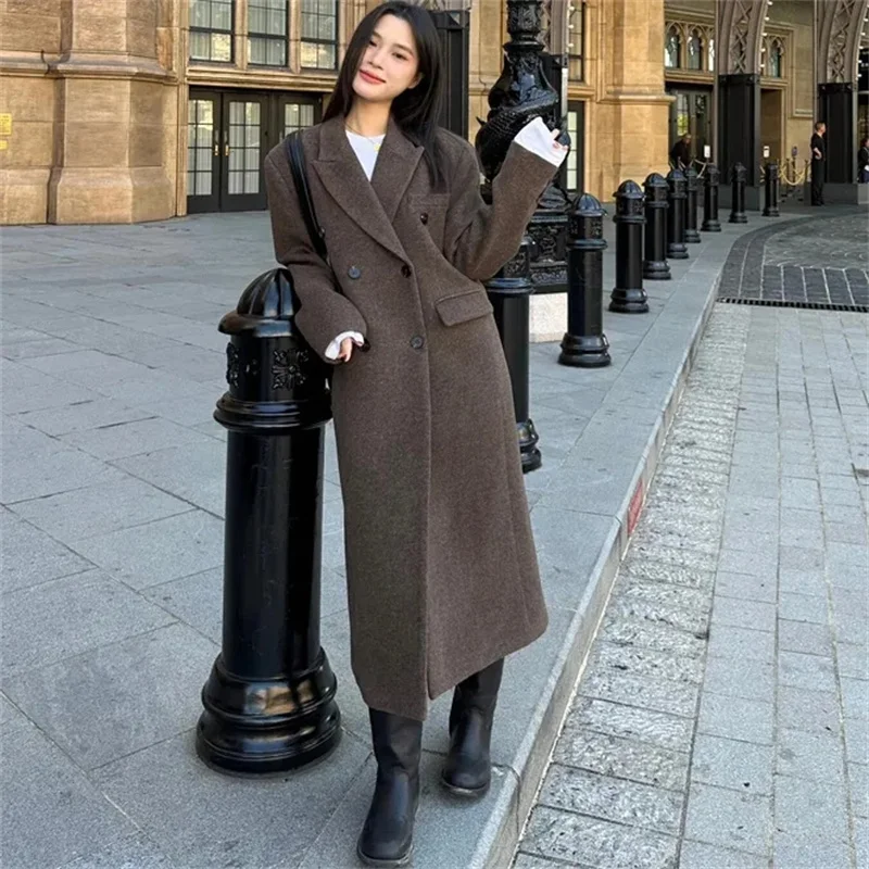 

2025 Double-Sided Cashmere Coat For Women's Autumn And Winter New High-End Woolen Mid Length Jacket
