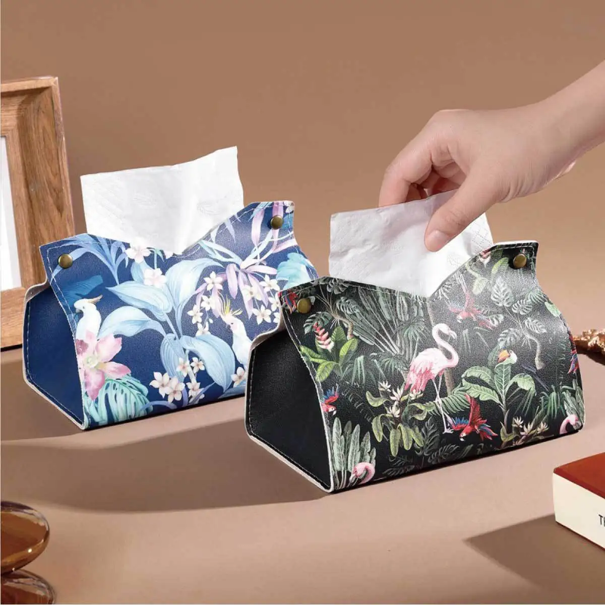 Ins High Value Tissue Box Living Room Paper Box Household Creative Dining Table Paper Box Leather Napkin Paper Box Modern Decor