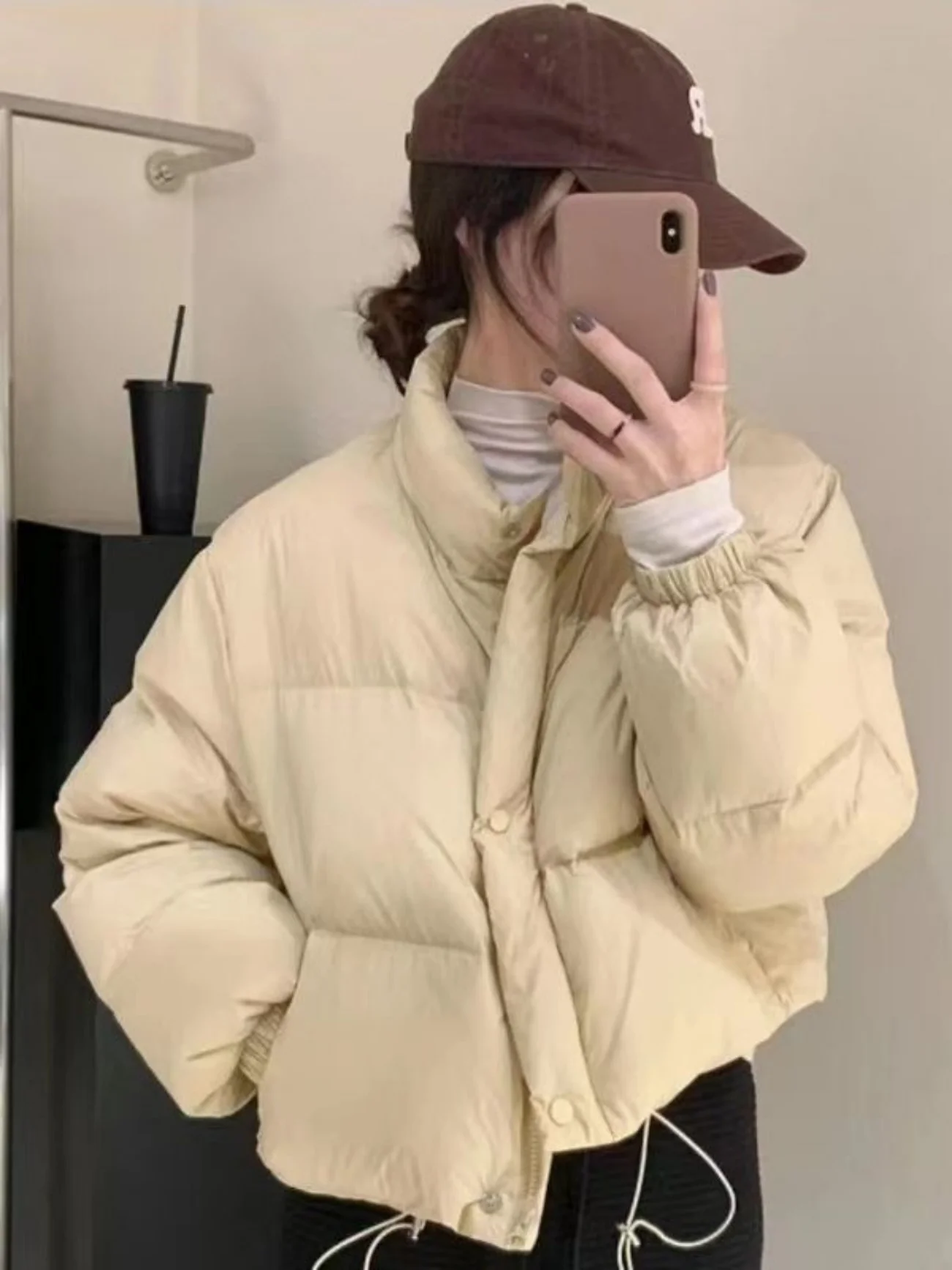 

Autumn Winter 2024 New Loose Short Down Jacket Girls White Duck Down Coat P15