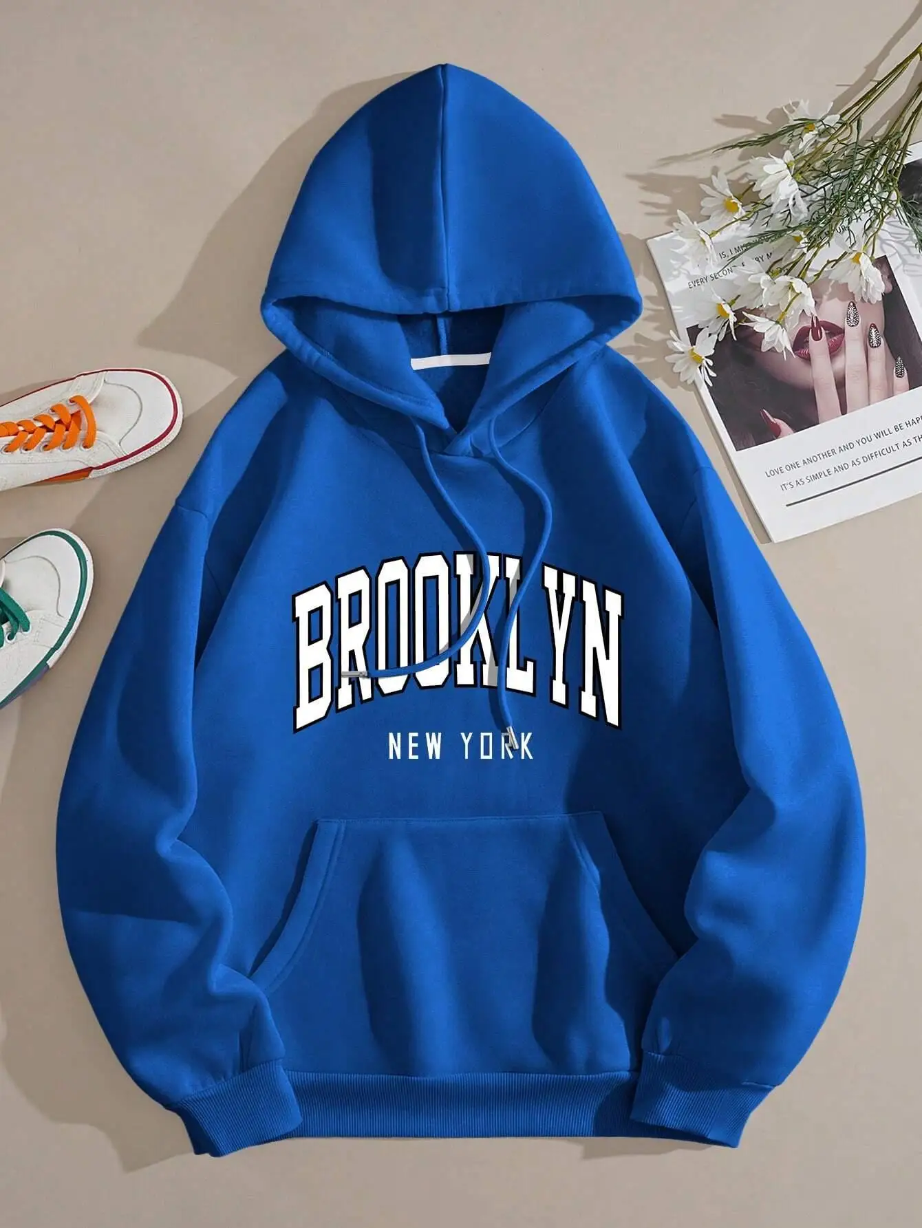 Brooklyn New York Printed Women Hooded Novelty Fashion Hoodies Man Loose Warm All Match Hoody Sport Street Basic Daily Clothes