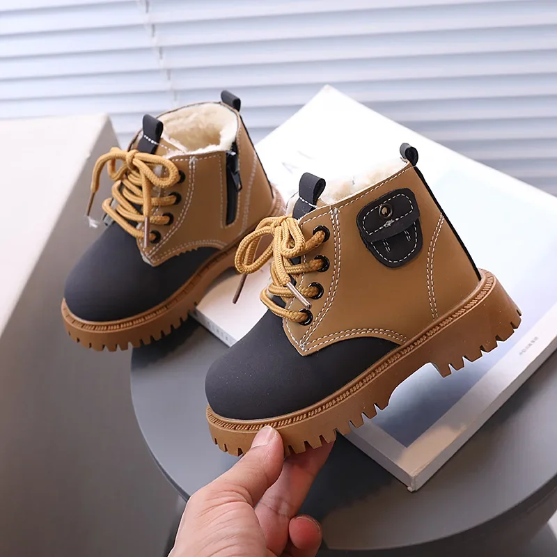 Kids Snow Boots Neutral Style Boys Girls Warm Boots Dirt-proof 2024 Winter New Fashion Children Short Boots Non-slip Retro Chic