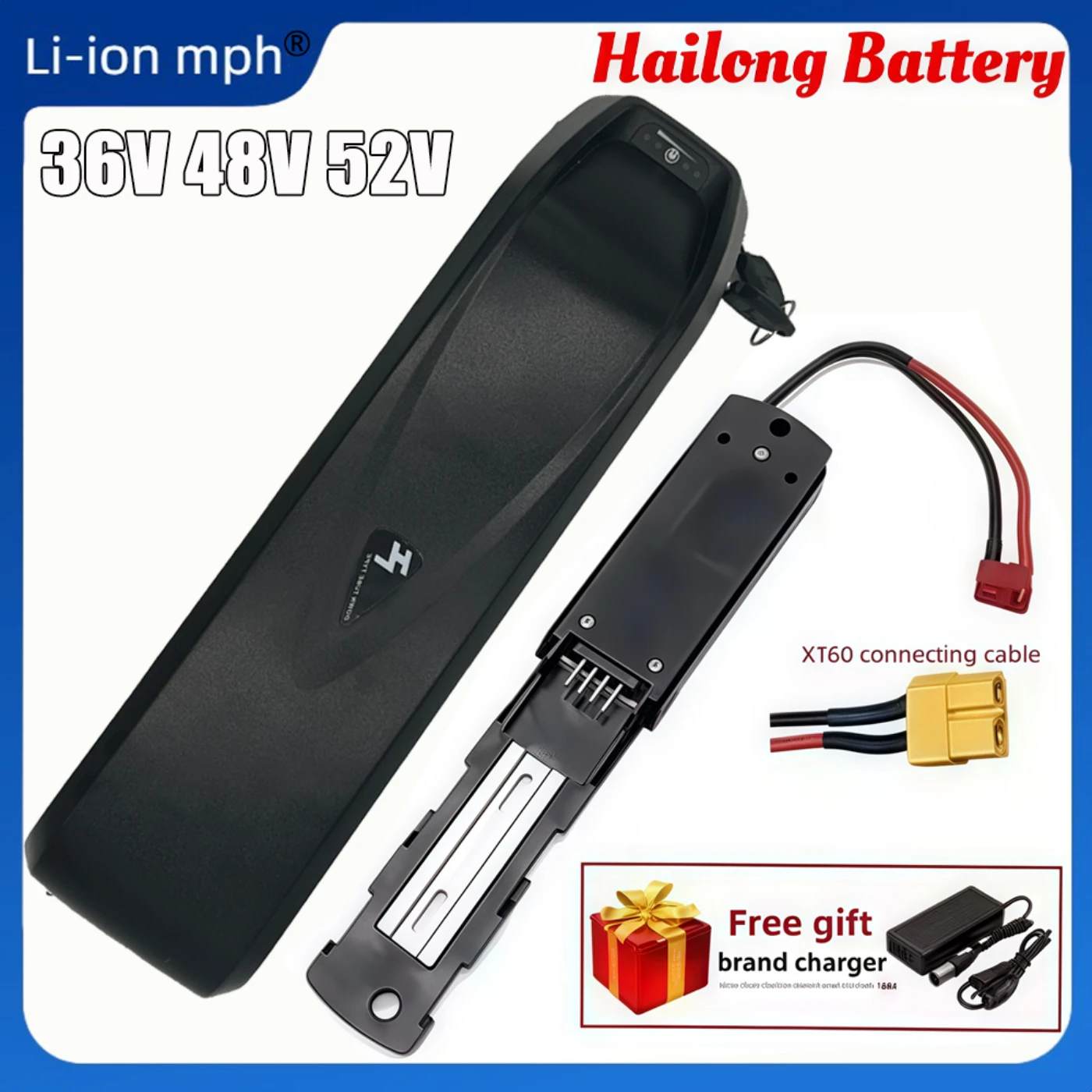 

2025-Brand New 36V 48V 52V 20AH Hailong Aibik Battery 30A BMS 350W 500W 750W 1000W 1500W 18650 Battery Free Shipping and Charger
