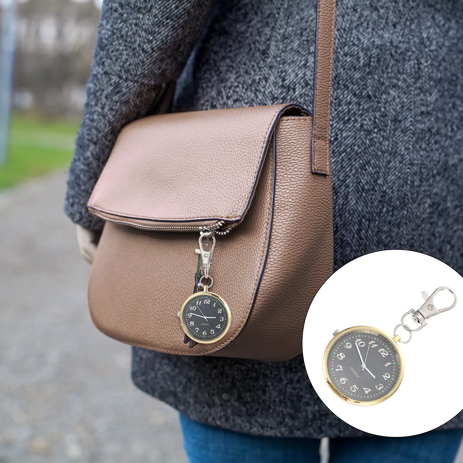 

Светящиеся карманные часы-брелок с крупными арабскими цифрами для легкого чтения, с подсветкой для ночного использования, на застежке-крабе, унисекс, для повседневного использования