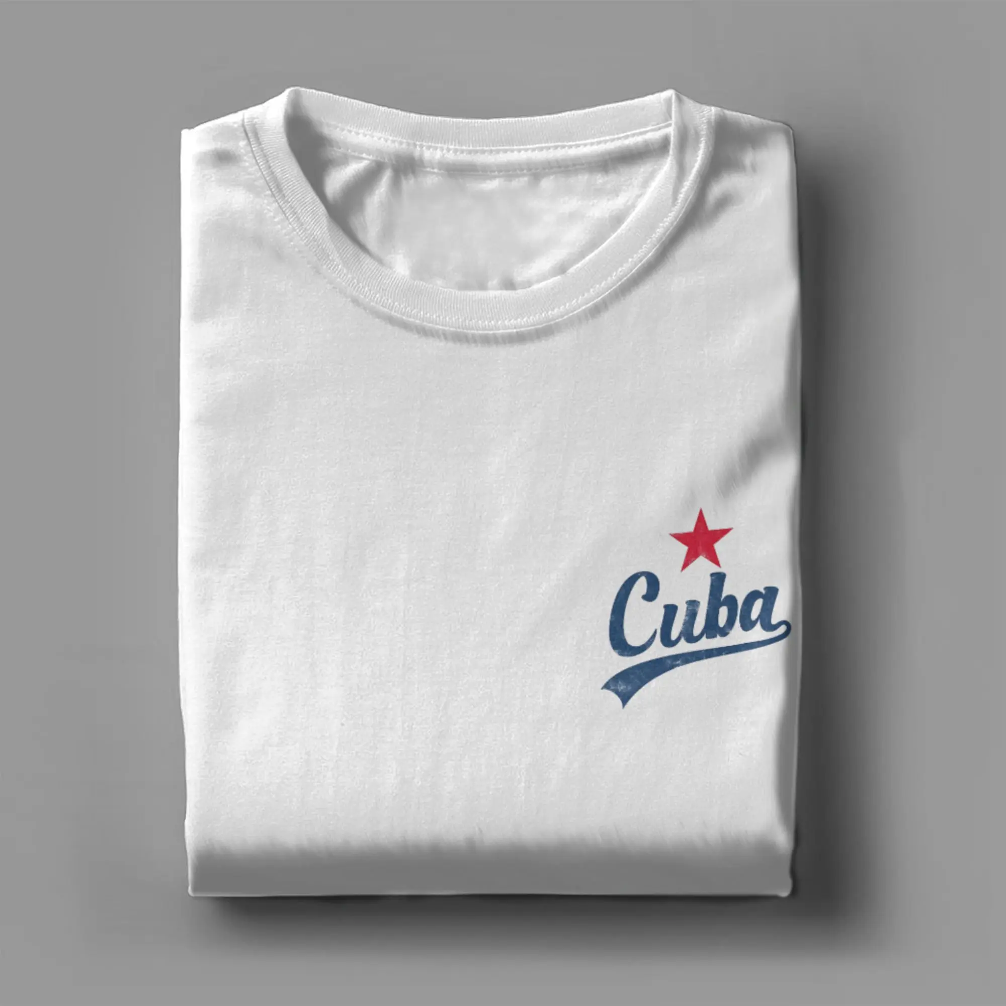 Men Women Printed CUBA VINTAGE HANDWRITTEN WITH RED STAR  Tee T Shirt Cotton  T-shirts Clothing