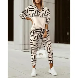 Two Piece Short Sets Women Letter Print Long Sleeve Top & Pants Set Holiday Streetwear Y2k Jogging Ensemble 2 Pièces Autumn 2025