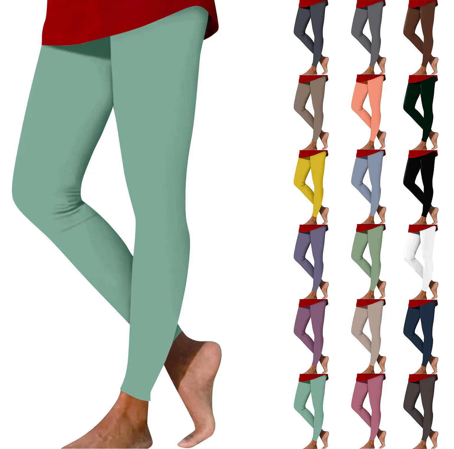 Women'S Slim Fit Pants Daily Sports Yoga Leggings Solid Body Elastic Tight Nine-Minute Pants Causal Fitness All-Match Pants