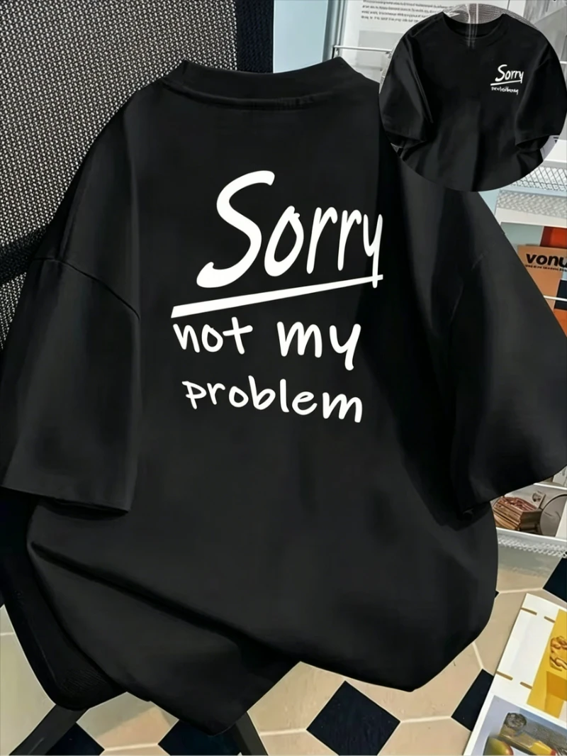 Danqi Yoyo Short-Sleeve T-Shirt - Sorry, It'S Not My Issue, Sorry - Mens T-Shirt Trendy Printed T-Shirt for Spring And Summer