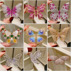 French Exquisite Micro Inlaid Zircon Red Corundum Butterfly Brooch Luxurious Temperament Coat Women Suit Accessories Dinner Pin