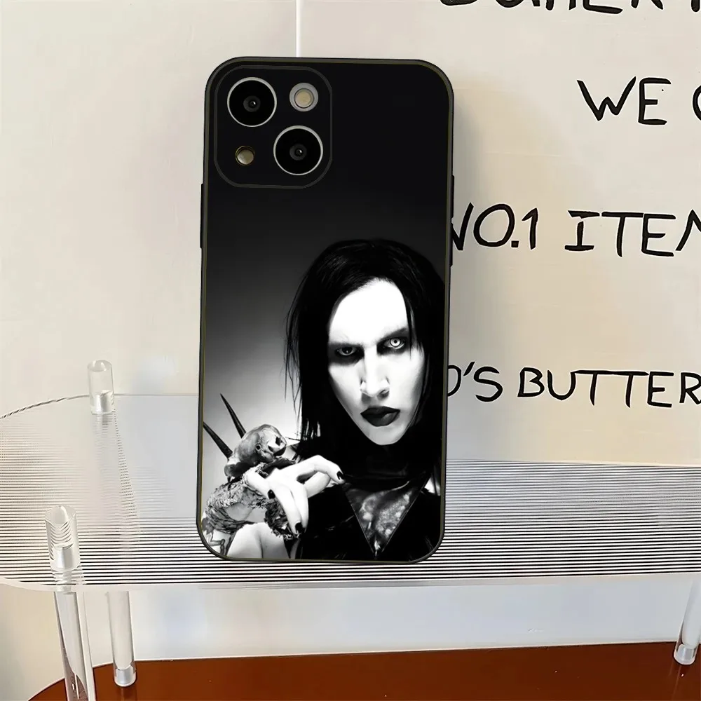 Marilyn Manson-Coque souple antichoc en silicone, étui pour iPhone 16,15,14,13,12,Pro,Max,11,7,8,Plus, Poly, XS Max