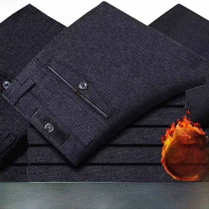 

Fall Winter Thi Men's West Pants Deep Crotch Loose Casual Busin High End Trousers for Middle Aged And ly