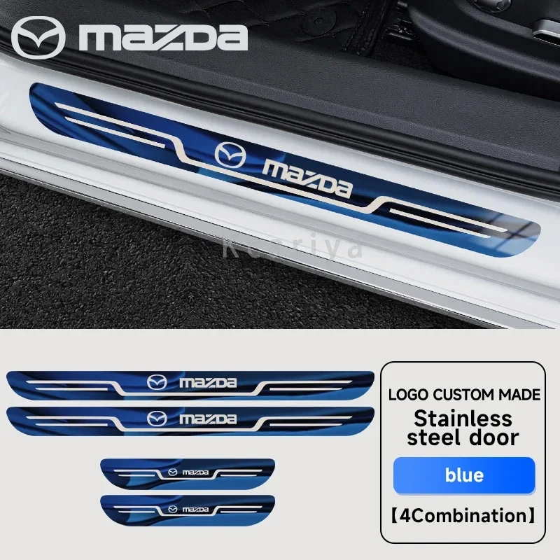 Car Stainless Steel Door Sill Scuff Plate for Mazda Axela Atenza 3 2 6 CX3 CX5 CX30 CX8 CX9 MX5 RX7 RX8 SKYACTIV accessories