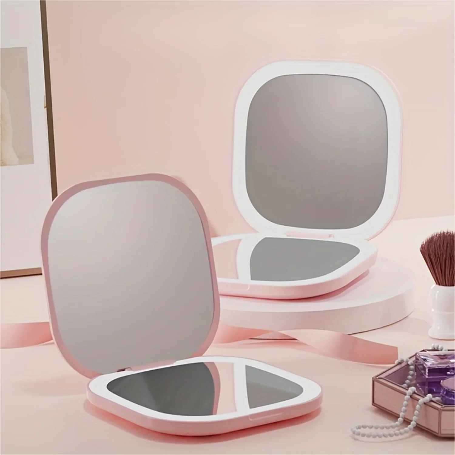 3-Color LED Lighted Makeup Mirror | 1X/2X/3X Magnification, USB Rechargeable & Foldable | Portable Vanity Mirror for Perfect Mak